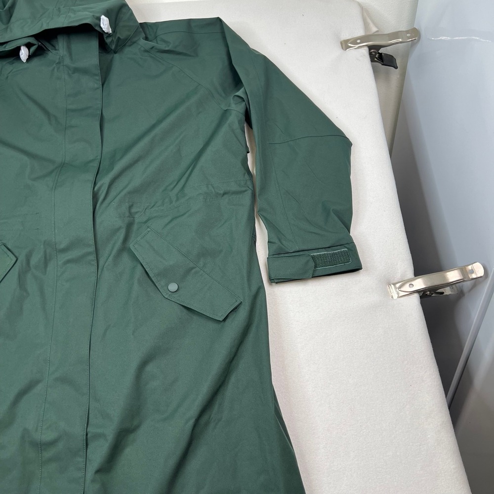 Quince Womens 100% Recycled Waterproof Long Rain Parka Forest Green Size Medium - Picture 8 of 9